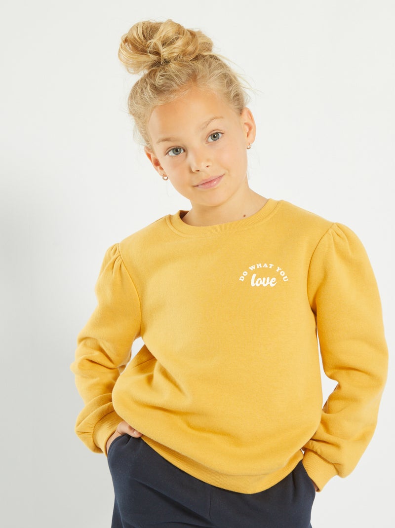 Sweat à col rond molletonné Jaune - Kiabi