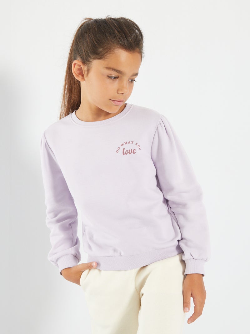 Sweat à col rond molletonné Lilas - Kiabi
