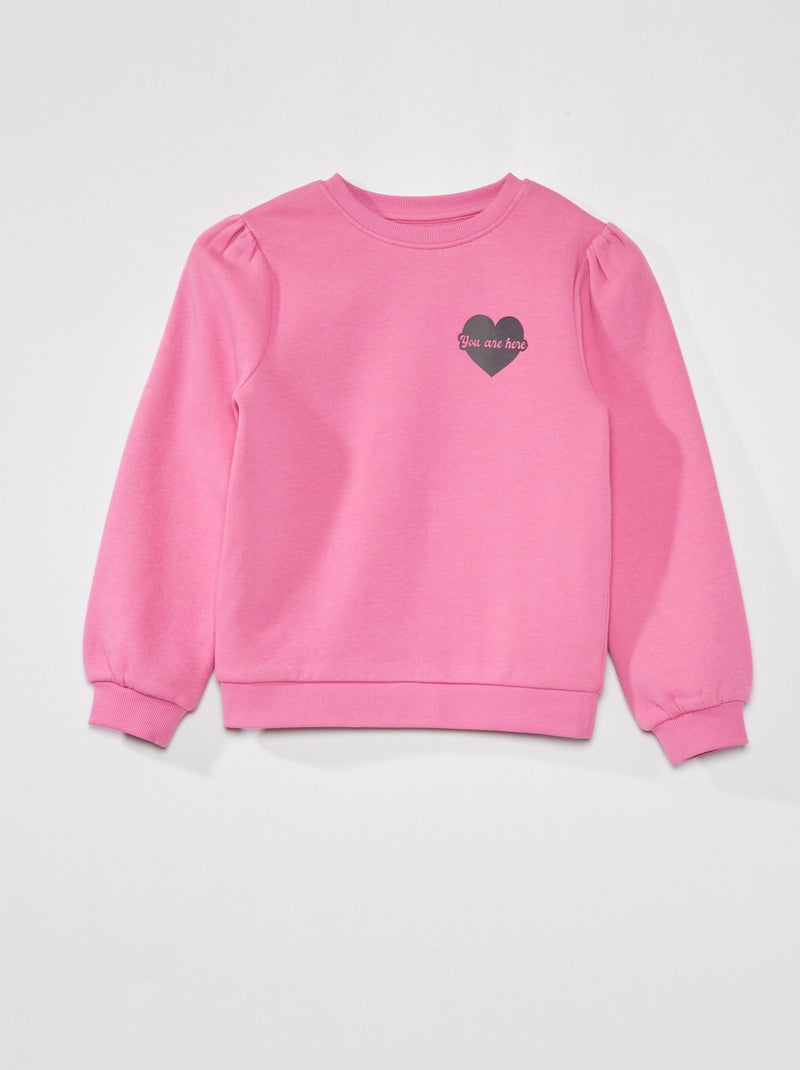 Sweat à col rond molletonné Rose - Kiabi