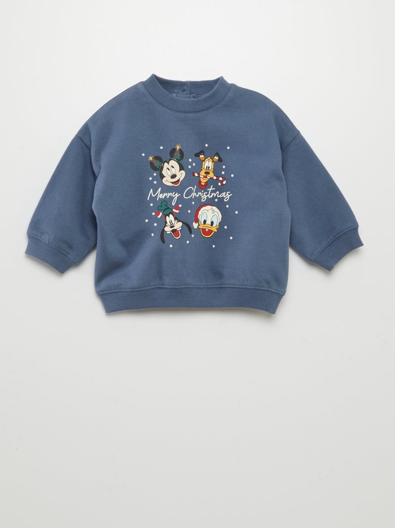 Sweat à col rond Noël 'Disney' Bleu - Kiabi