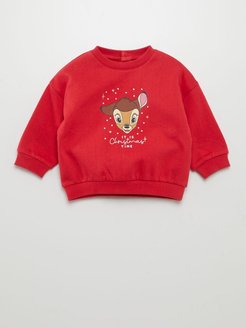 Sweat à col rond Noël 'Disney' Rouge - Kiabi