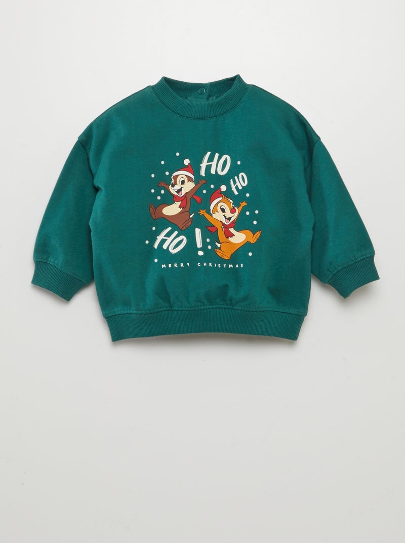 Sweat à col rond Noël 'Disney' Vert - Kiabi