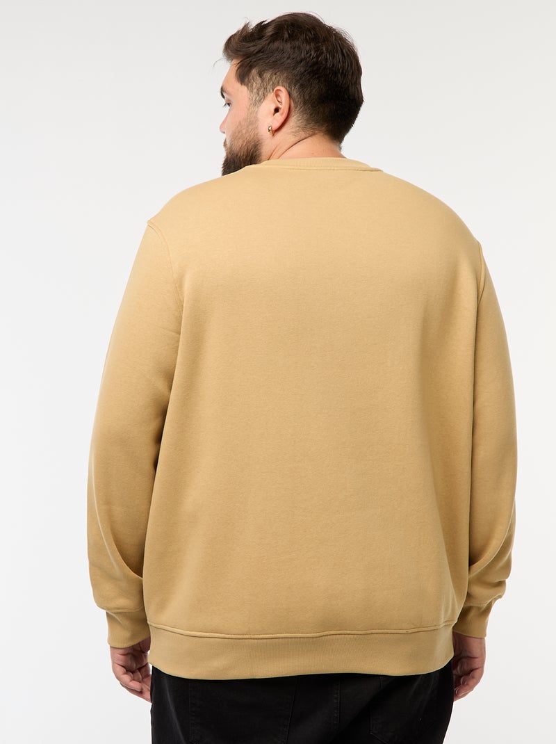 Sweat à col rond uni Beige - Kiabi