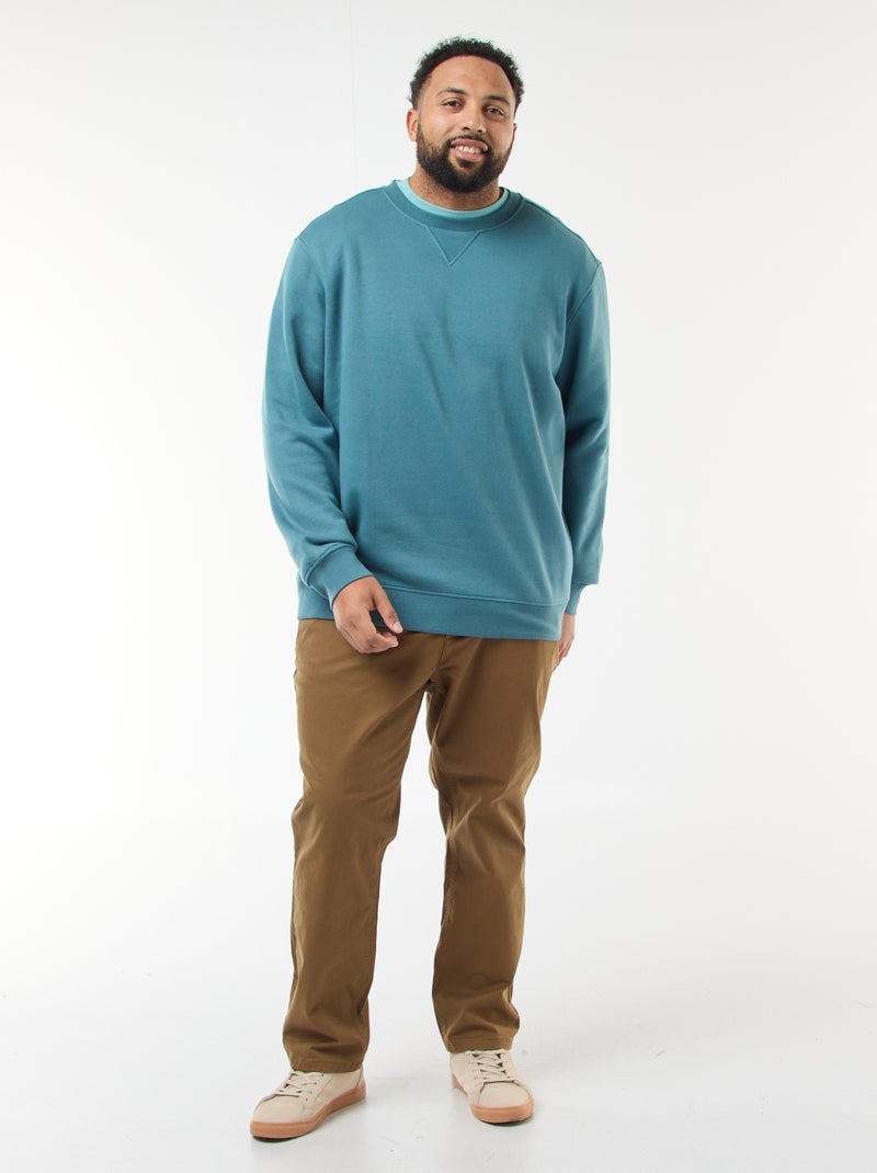 Sweat à col rond uni Bleu - Kiabi