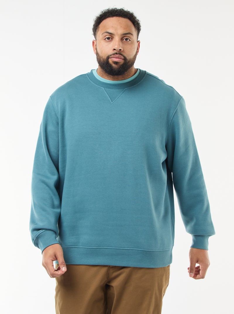Sweat à col rond uni Bleu - Kiabi