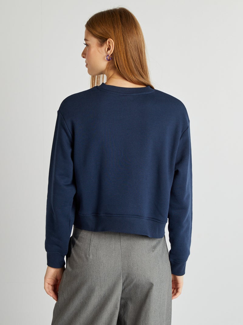 Sweat à col rond uni Bleu marine - Kiabi