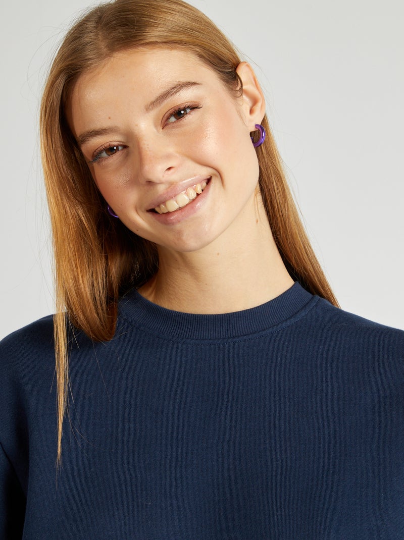 Sweat à col rond uni Bleu marine - Kiabi