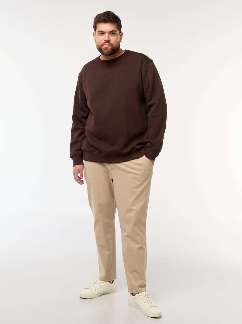 Sweat à col rond uni Marron - Kiabi