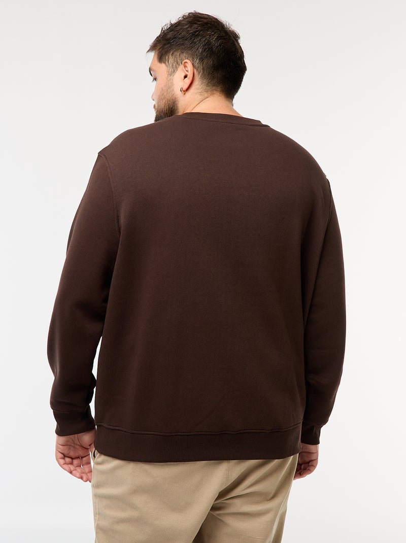 Sweat à col rond uni Marron - Kiabi
