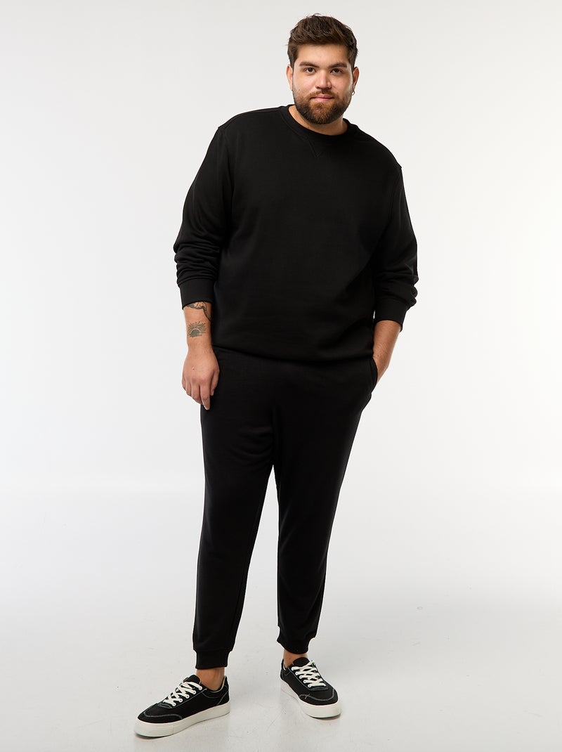 Sweat à col rond uni Noir - Kiabi