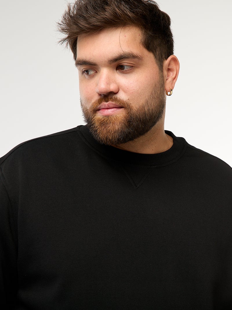 Sweat à col rond uni Noir - Kiabi