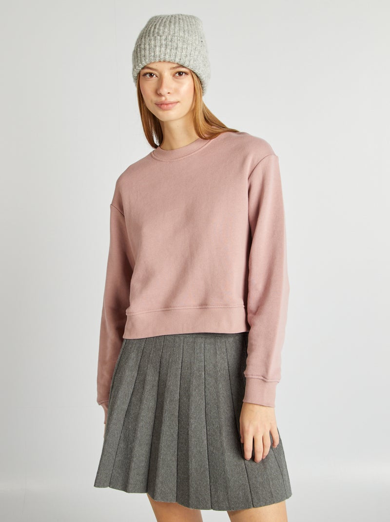 Sweat à Col Rond Femme Couleur Unie - Automne/Hiver 2025, Coupe Standard, Manches Longues, Lavage Machine