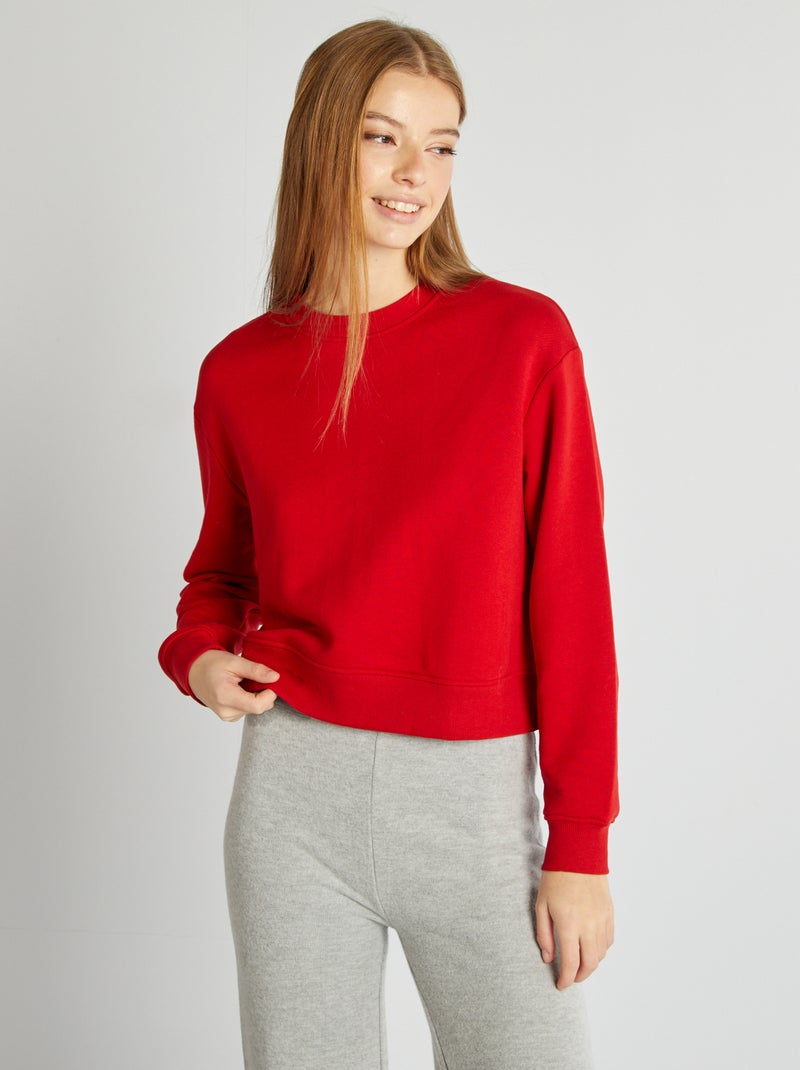 Sweat à col rond uni Rouge - Kiabi