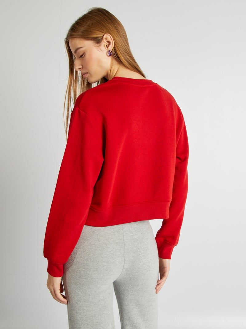 Sweat à col rond uni Rouge - Kiabi