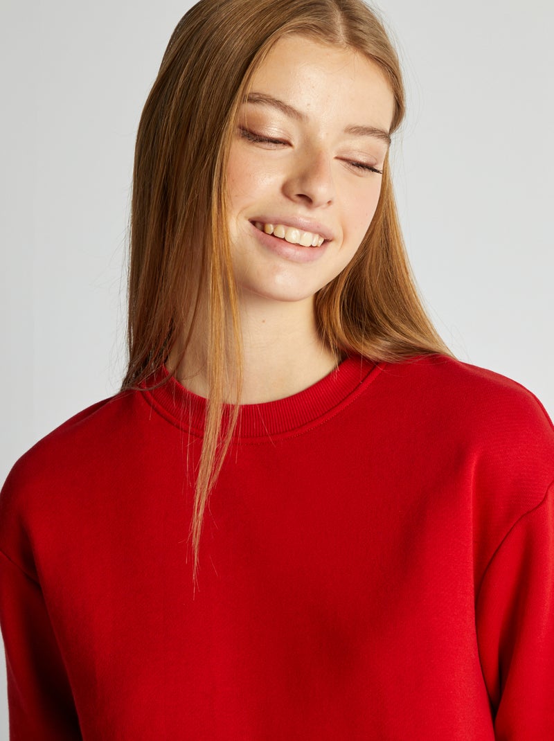 Sweat à col rond uni Rouge - Kiabi