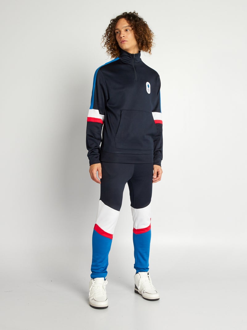 Sweat à col zippé - Equipe de France Olympique Bleu marine - Kiabi