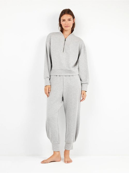 Sweat à double toucher doux avec fermeture éclair - Kiabi Sweat à double toucher doux avec fermeture éclair - Kiabi