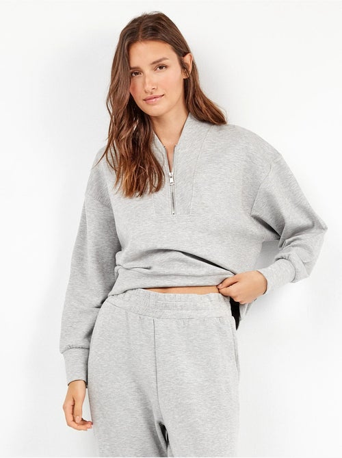 Sweat à double toucher doux avec fermeture éclair - Kiabi Sweat à double toucher doux avec fermeture éclair - Kiabi