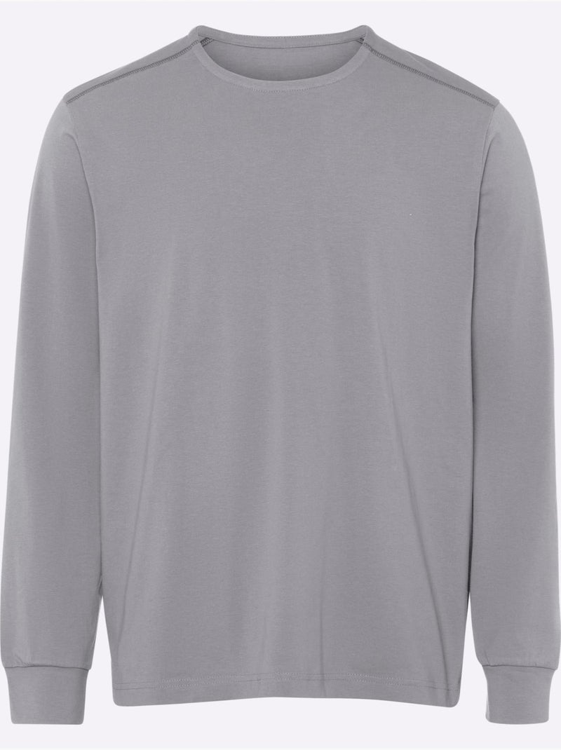 Sweat à encolure ronde épaulettes devant - taille standard - moda vilona Gris chiné - Kiabi