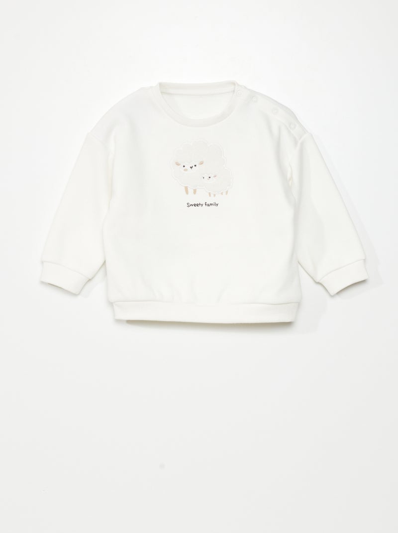 Sweat à maille douce - Toujours + de douceur Blanc - Kiabi