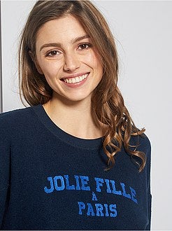 Sweat à manches courtes et message imprimé - Kiabi