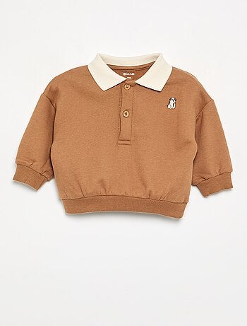 Sweat à manches longues avec col polo
