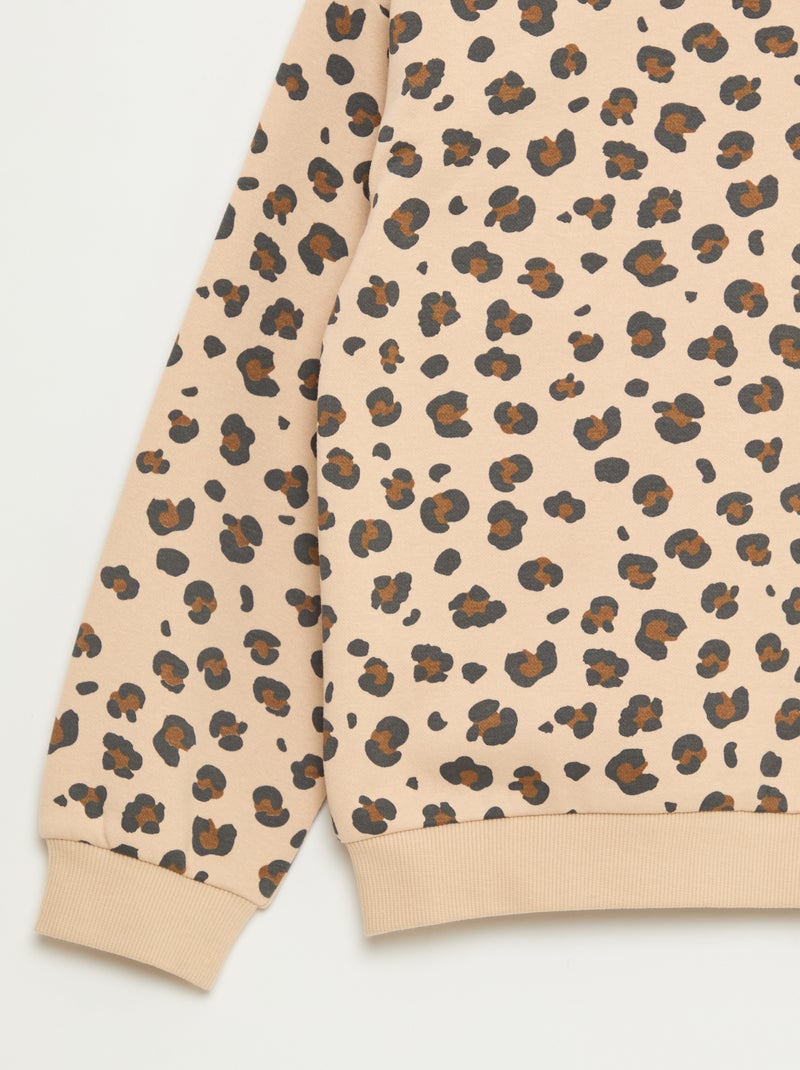 Sweat à manches longues avec imprimé Beige - Kiabi