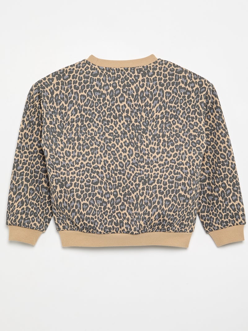 Sweat à manches longues avec imprimé Beige - Kiabi