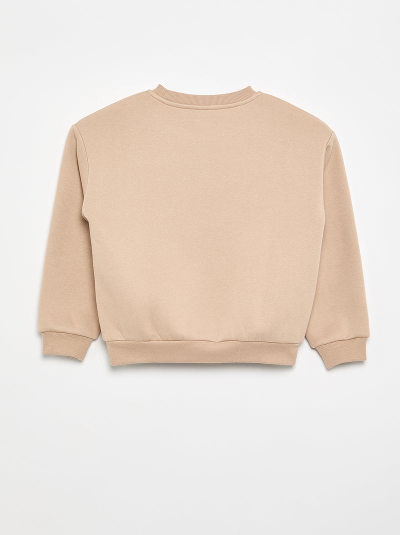 Sweat à manches longues avec imprimé Beige - Kiabi