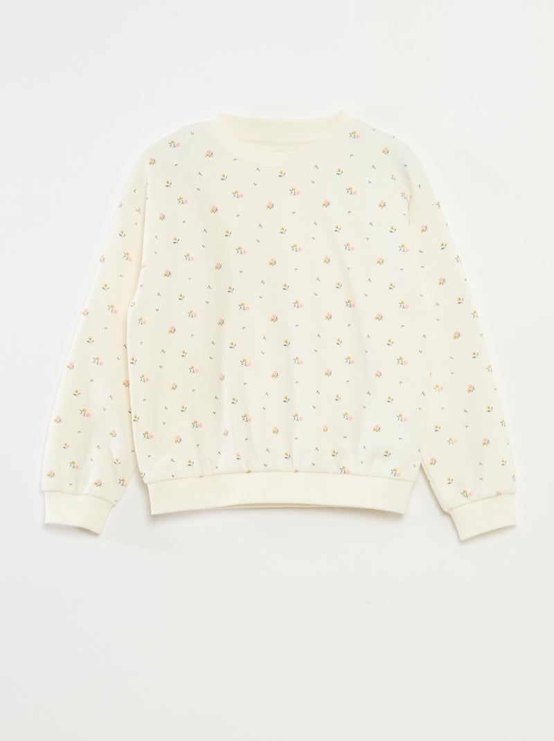 Sweat à manches longues avec imprimé Beige - Kiabi
