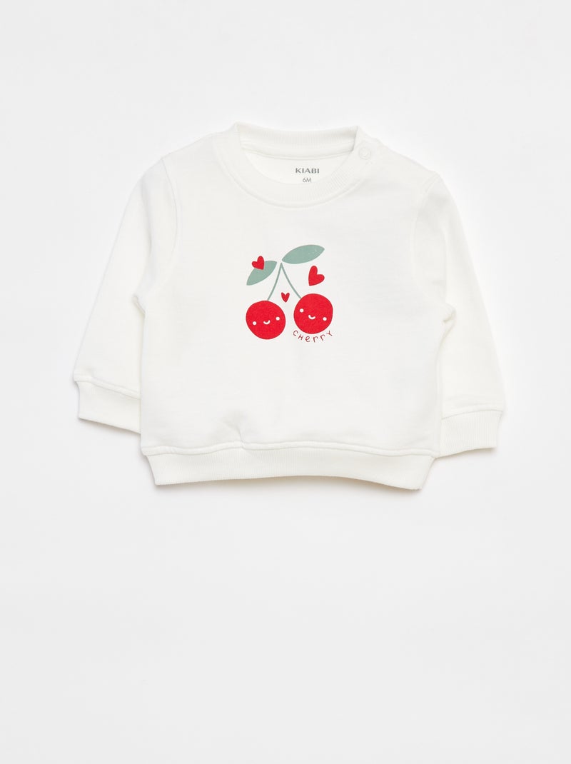 Sweat à manches longues avec imprimé Blanc - Kiabi