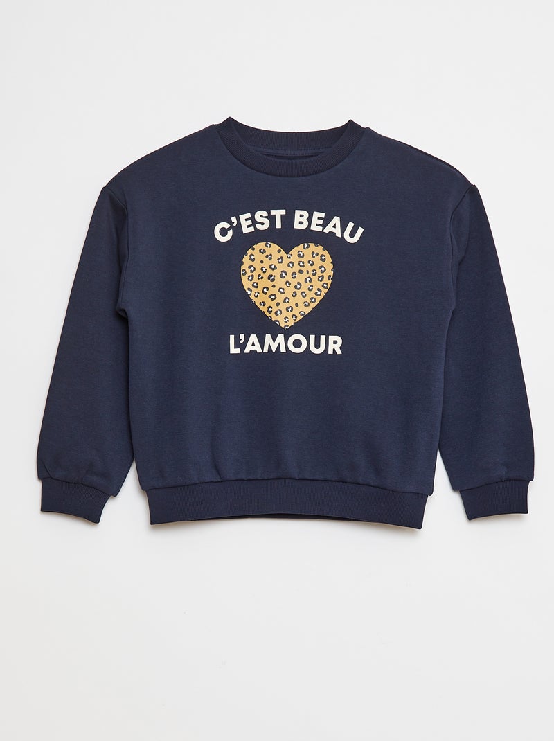 Sweat à manches longues avec imprimé Bleu - Kiabi