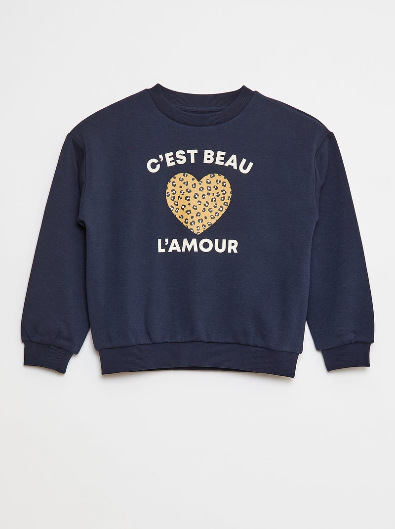 Sweat à manches longues avec imprimé Bleu - Kiabi