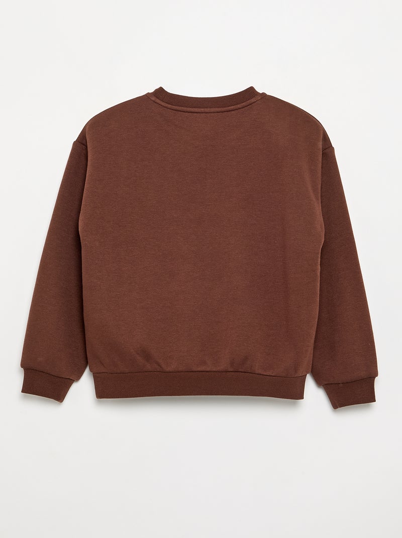Sweat à manches longues avec imprimé Marron - Kiabi