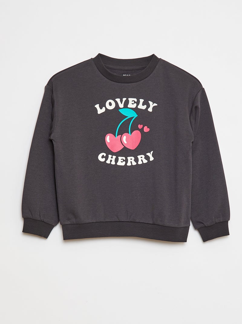 Sweat à manches longues avec imprimé Noir - Kiabi