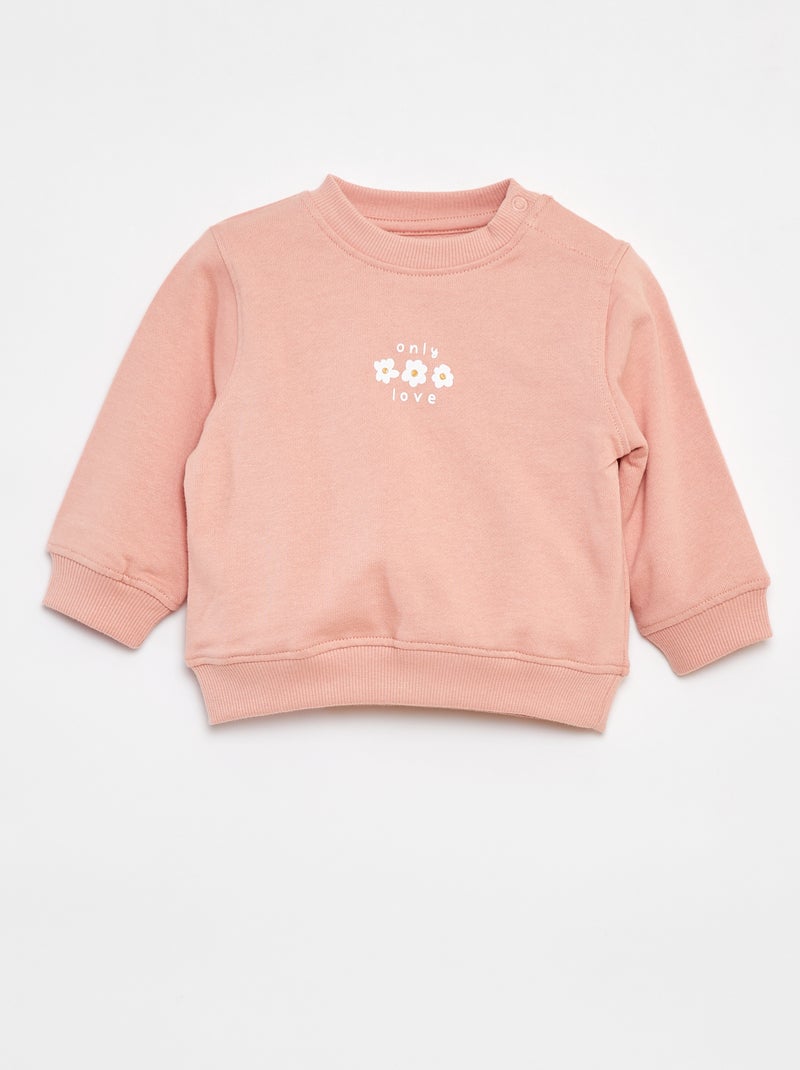Sweat à manches longues avec imprimé Rose - Kiabi