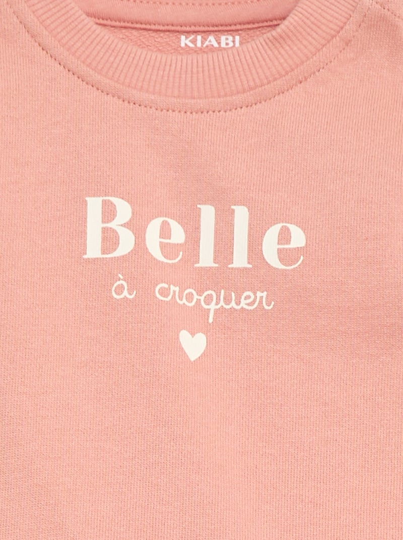 Sweat à manches longues avec imprimé Rose - Kiabi