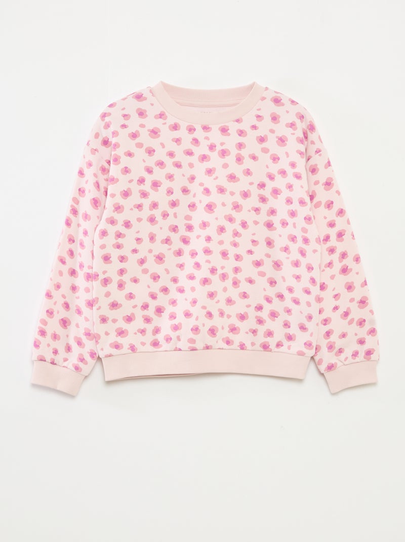 Sweat à manches longues avec imprimé Rose - Kiabi