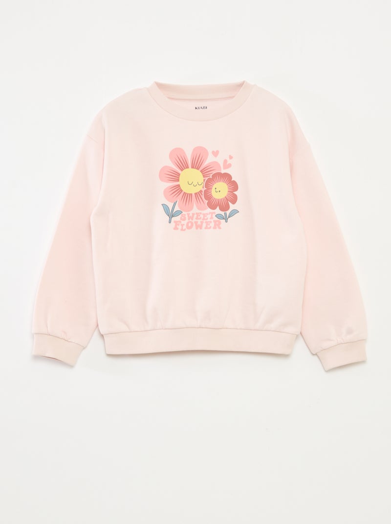 Sweat à manches longues avec imprimé Rose - Kiabi