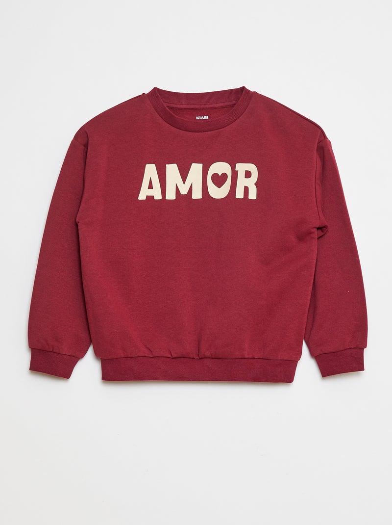 Sweat à manches longues avec imprimé Rouge - Kiabi