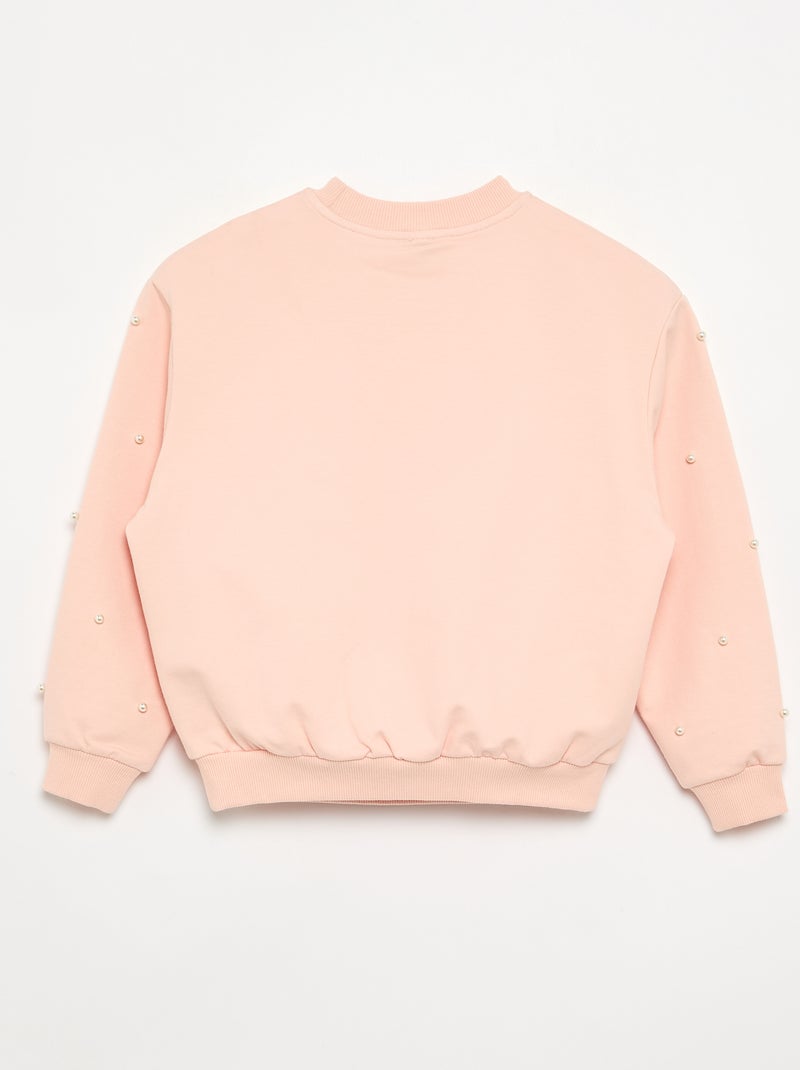 Sweat à manches longues avec perles Orange - Kiabi