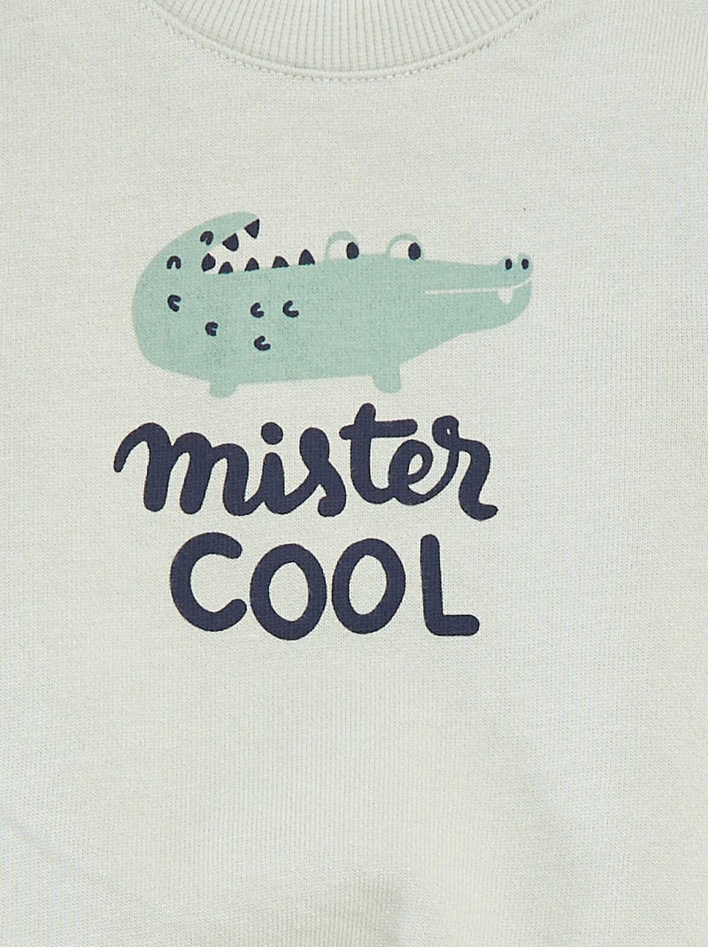 Sweat à manches longues avec print Vert - Kiabi