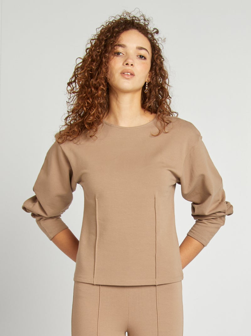 Sweat à manches longues Beige - Kiabi