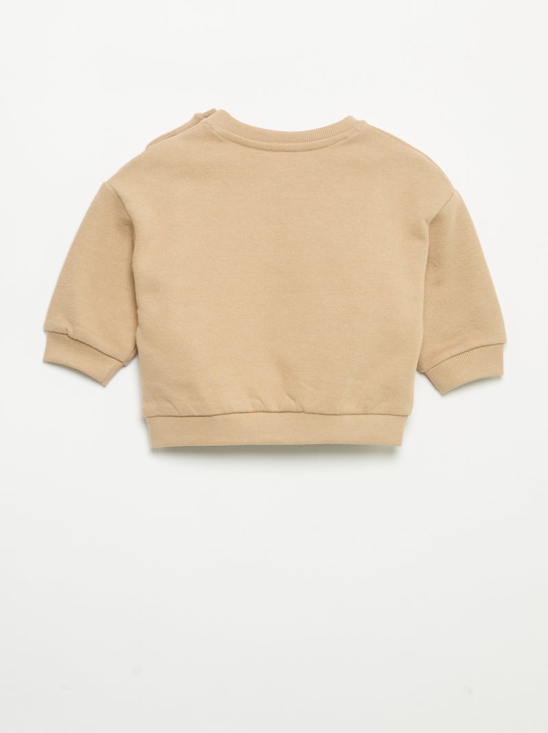Sweat à manches longues en molleton Beige - Kiabi