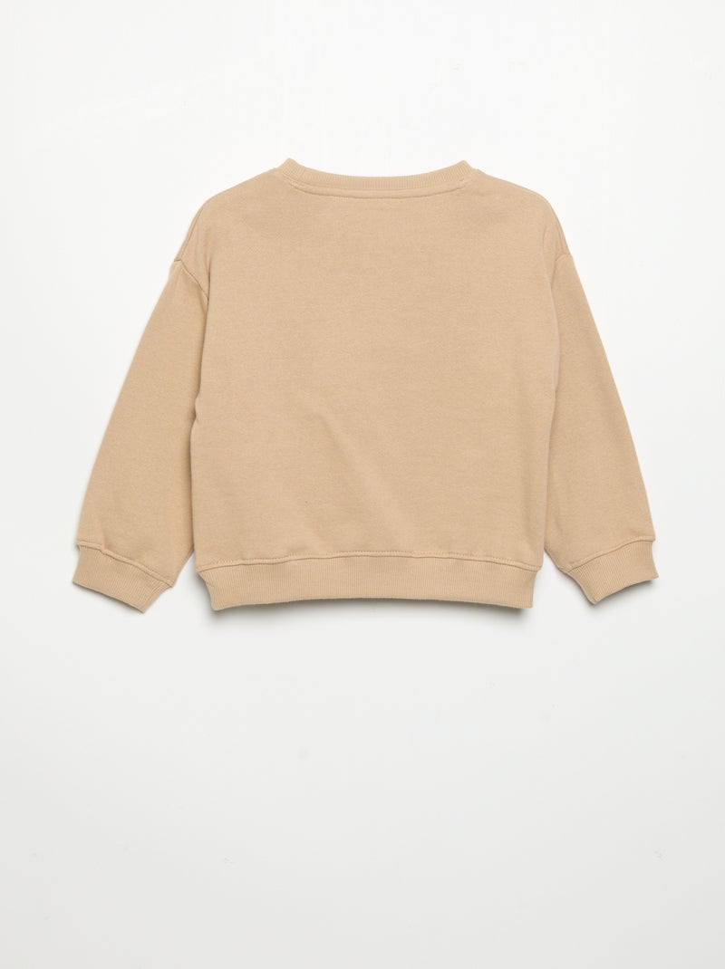 Sweat à manches longues en polaire avec animation Beige - Kiabi