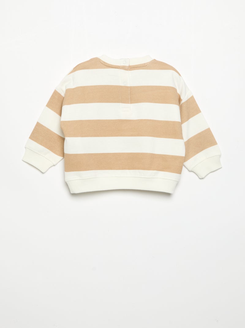 Sweat à manches longues en polaire avec animation Beige - Kiabi