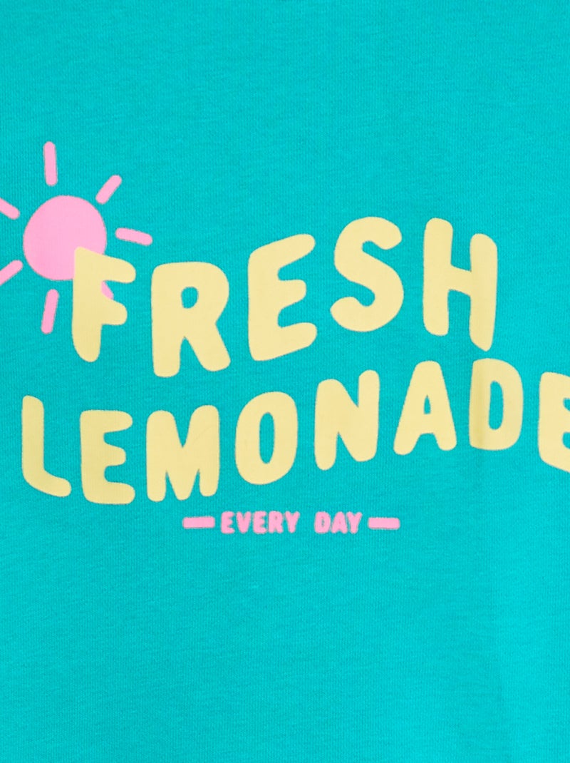 Sweat à manches longues et col rond avec imprimé VERT - Kiabi