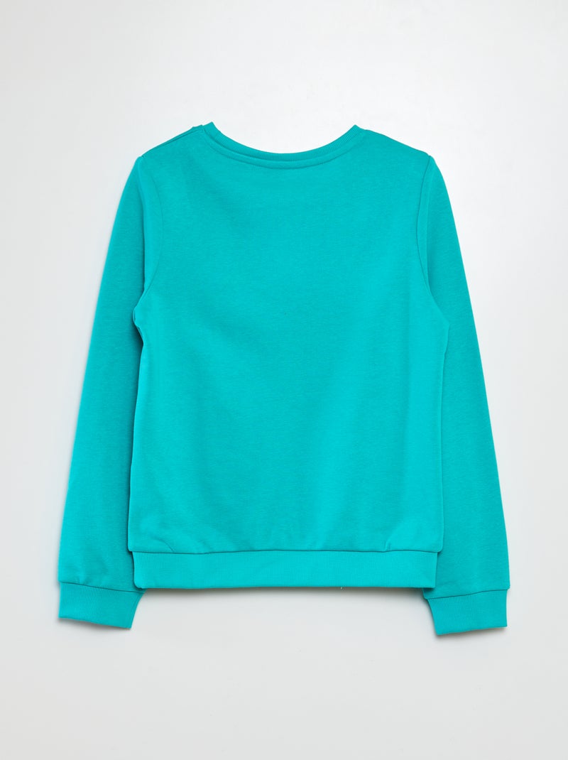 Sweat à manches longues et col rond avec imprimé VERT - Kiabi