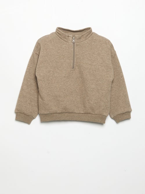 Sweat à manches longues et col zippé - Kiabi