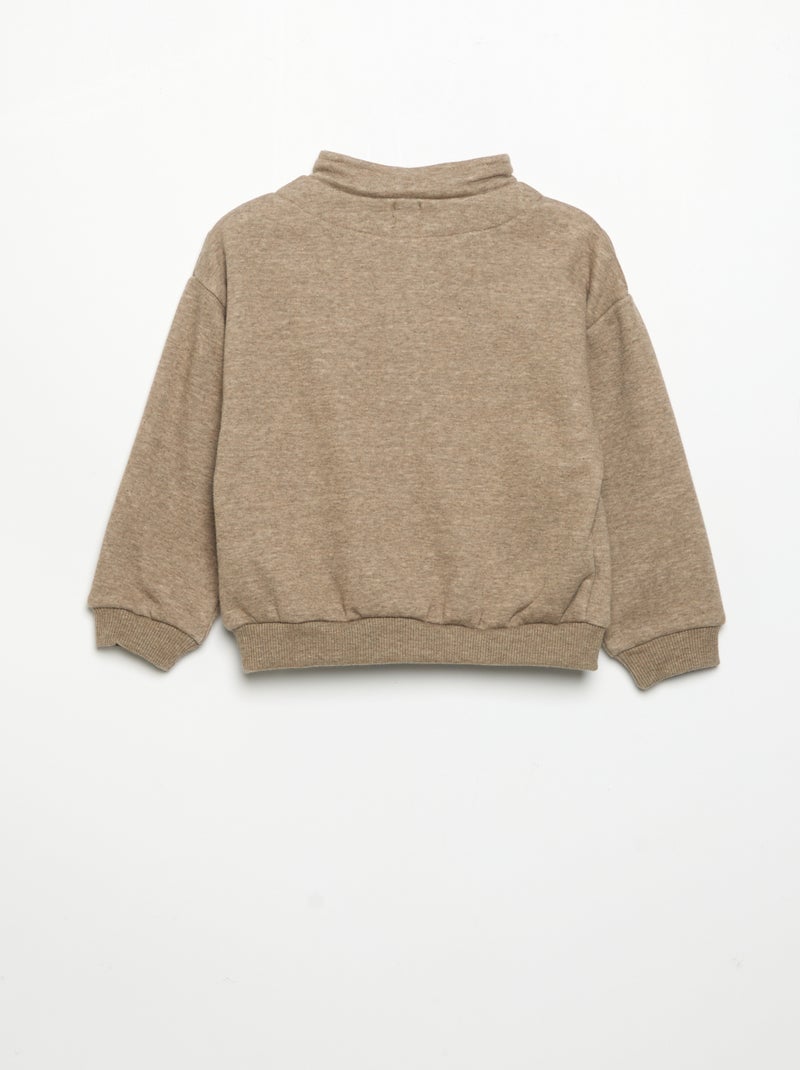 Sweat à manches longues et col zippé Marron - Kiabi